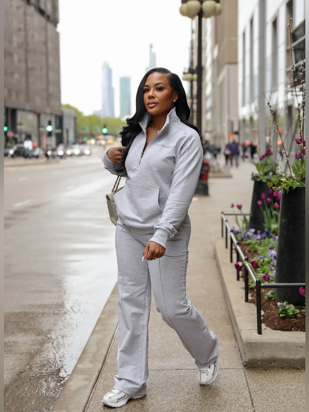 Fancy Homebody Essential Stretch Half Zip Tunic Set